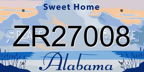ZR27008 Alabama License Plate