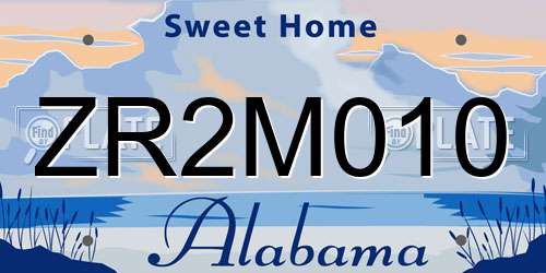ZR2M010 Alabama License Plate