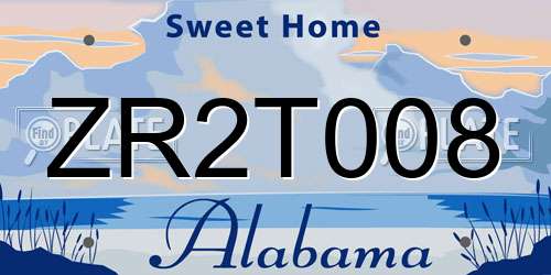 ZR2T008 Alabama License Plate