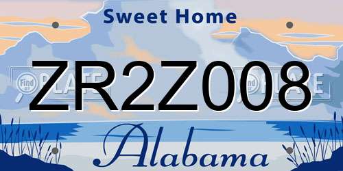 ZR2Z008 Alabama License Plate