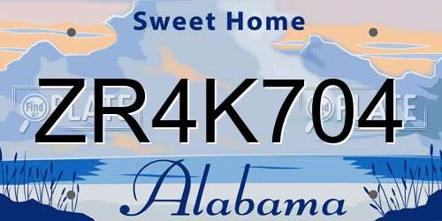ZR4K704 Alabama License Plate