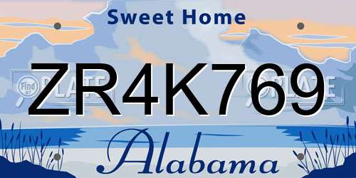 ZR4K769 Alabama License Plate