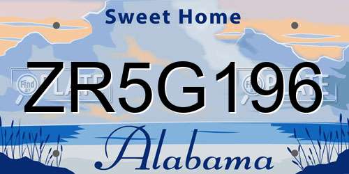 ZR5G196 Alabama License Plate