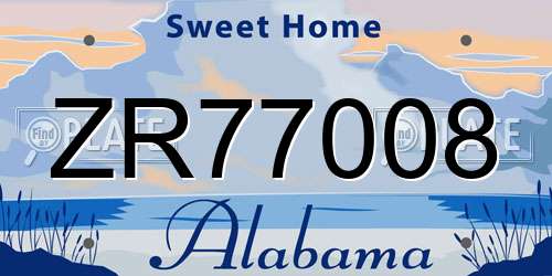ZR77008 Alabama License Plate