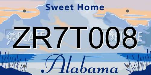 ZR7T008 Alabama License Plate