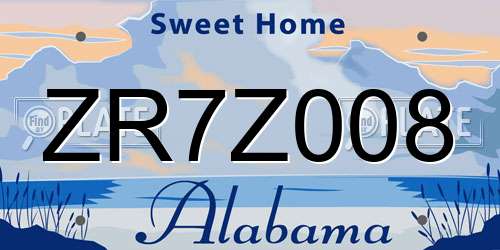 ZR7Z008 Alabama License Plate