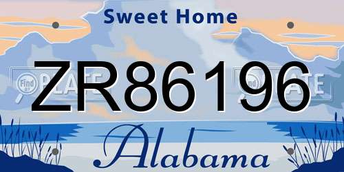 ZR86196 Alabama License Plate