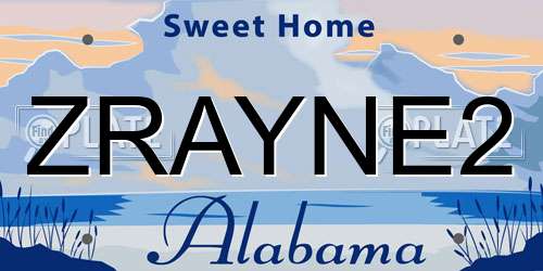 ZRAYNE2 Alabama License Plate
