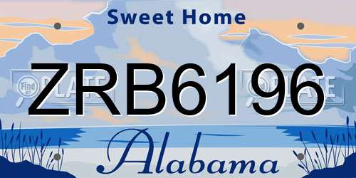 ZRB6196 Alabama License Plate
