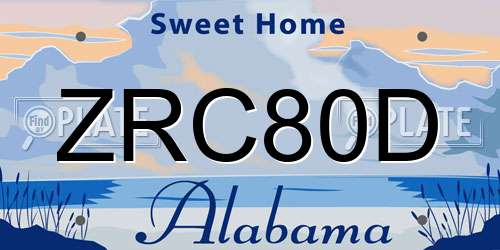 ZRC80D Alabama License Plate