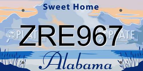 ZRE967 Alabama License Plate