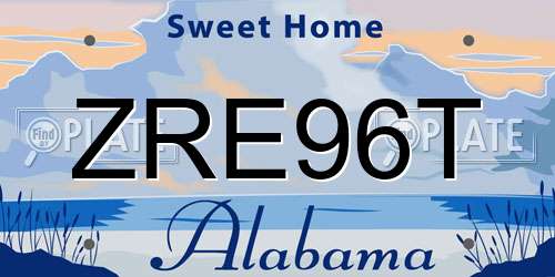 ZRE96T Alabama License Plate