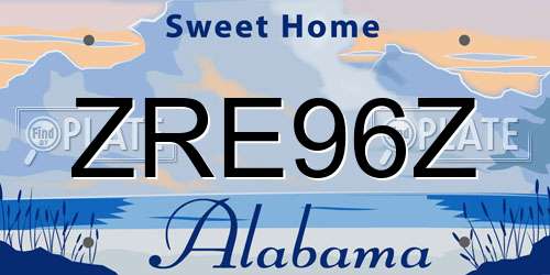 ZRE96Z Alabama License Plate