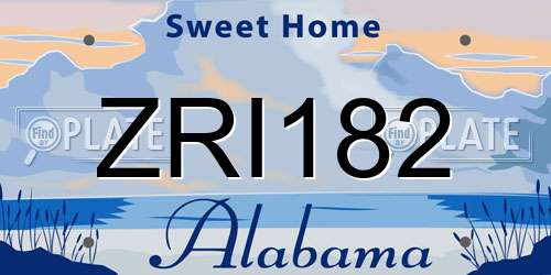 ZRI182 Alabama License Plate