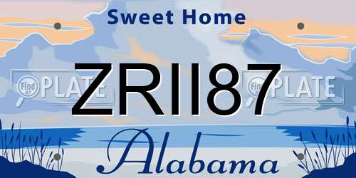 ZRII87 Alabama License Plate