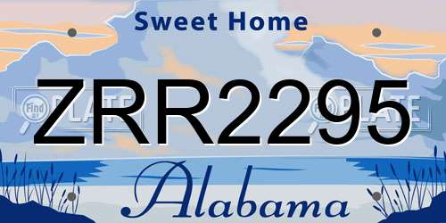 ZRR2295 Alabama License Plate