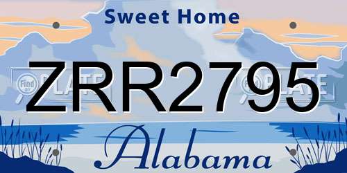 ZRR2795 Alabama License Plate