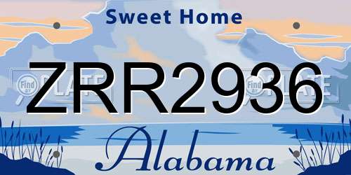 ZRR2936 Alabama License Plate