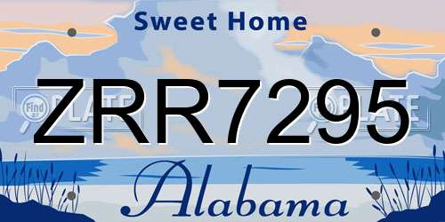 ZRR7295 Alabama License Plate