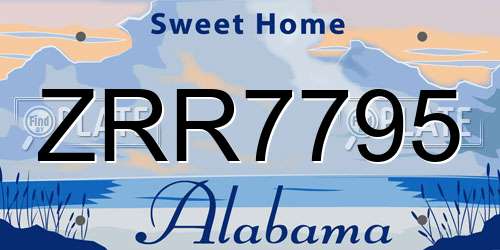 ZRR7795 Alabama License Plate