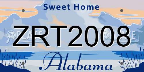 ZRT2008 Alabama License Plate