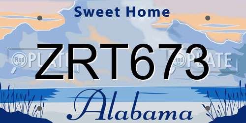ZRT673 Alabama License Plate
