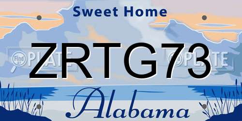 ZRTG73 Alabama License Plate