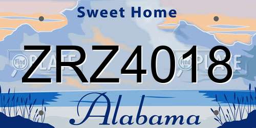 ZRZ4018 Alabama License Plate