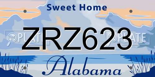ZRZ623 Alabama License Plate