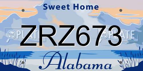 ZRZ673 Alabama License Plate