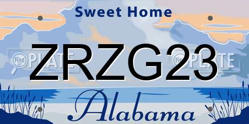 ZRZG23 Alabama License Plate