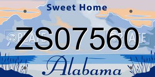 ZS07560 Alabama License Plate