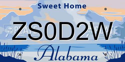 ZS0D2W Alabama License Plate