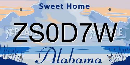 ZS0D7W Alabama License Plate