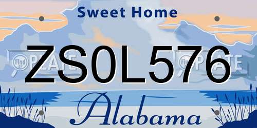 ZS0L576 Alabama License Plate