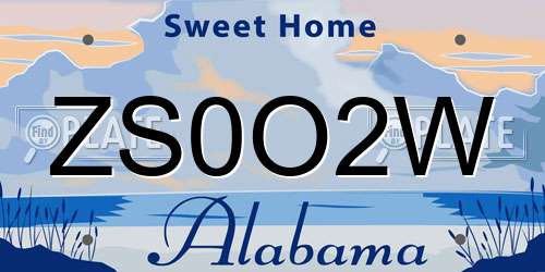ZS0O2W Alabama License Plate