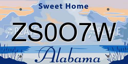 ZS0O7W Alabama License Plate