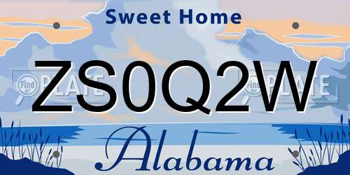 ZS0Q2W Alabama License Plate