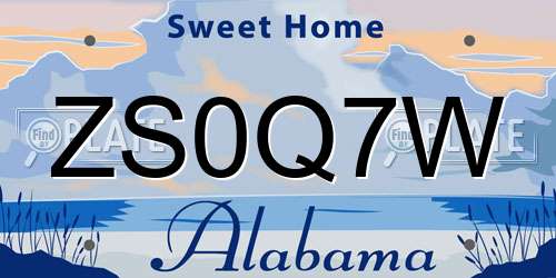 ZS0Q7W Alabama License Plate
