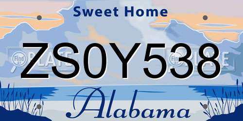 ZS0Y538 Alabama License Plate