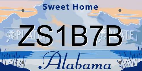 ZS1B7B Alabama License Plate