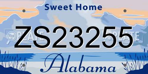 ZS23255 Alabama License Plate