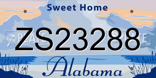 ZS23288 Alabama License Plate
