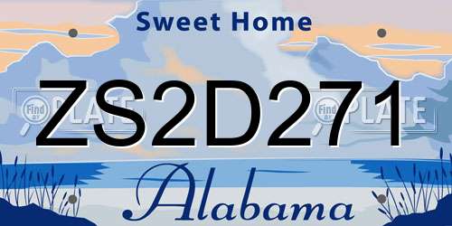 ZS2D271 Alabama License Plate