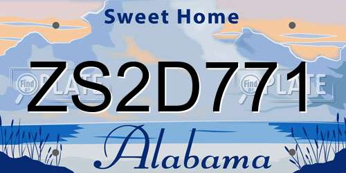 ZS2D771 Alabama License Plate