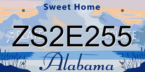 ZS2E255 Alabama License Plate