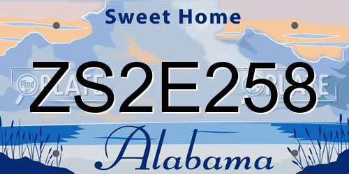 ZS2E258 Alabama License Plate