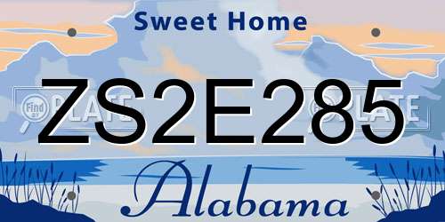 ZS2E285 Alabama License Plate