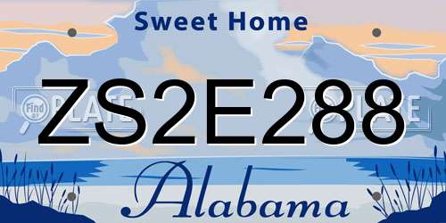 ZS2E288 Alabama License Plate