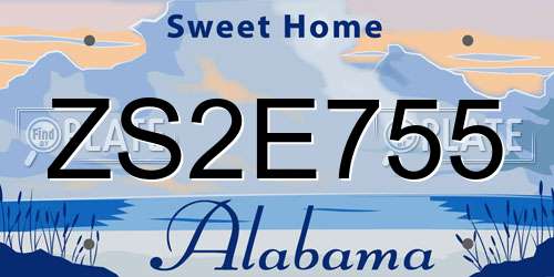 ZS2E755 Alabama License Plate